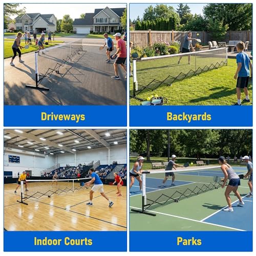 Retractable Pickleball Net with Wheels, Portable Pickleball Net Indoor/Outdoor with Heavy-Duty Metal Frame, Free Assembly, 22FT Pickle Ball Nets with Carry Bag for Driveway Backyards Garages