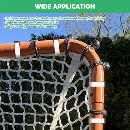 60pc Soccer Net Fastener Set - White Self Stick Attachment Straps and Black 5.9' Ball Bungee Cords Rebounder Accessories