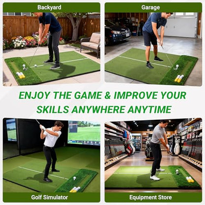 Neoaider Golf Mat, 26 mm 45mm Dual-Turf, 5x4 ft/6x4 ft Golf Hitting Mat for Practice Outdoor Indoor, High-Density Artificial Turf Mat for Hitting Chipping Driving Swinging, Gifts for Men Dad