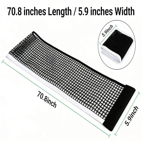 Nylon Table Tennis Net，Black Ping Pong Net Replacement Kit，（70.8" x 5.9"，Suitable for Indoor and Outdoor School Gymnasiums