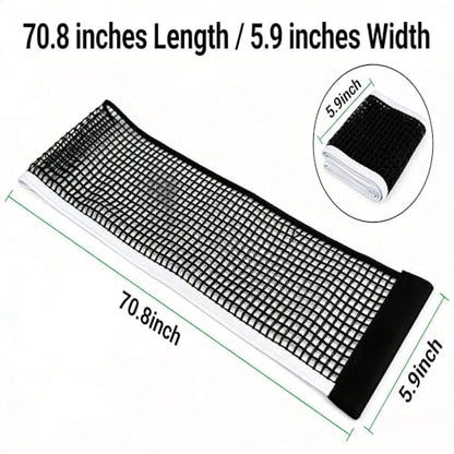 Nylon Table Tennis Net，Black Ping Pong Net Replacement Kit，（70.8" x 5.9"，Suitable for Indoor and Outdoor School Gymnasiums