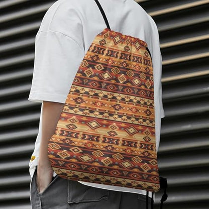 Sports Drawstring Bag Gym Sackpack Waterproof String Backpack for Running Training Fitness Men Women Unisex, Native Southwestern Design Tan Gray Brown American Bags - color: Picture (513)