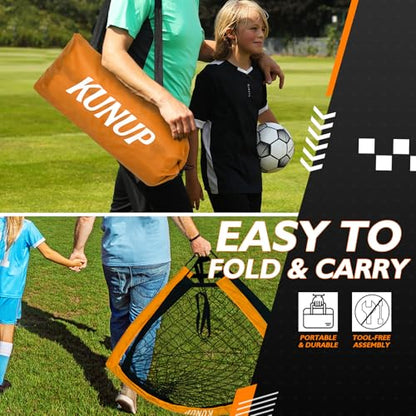 5×3 6x4 9x5 FT Portable Kids Soccer Goal for Backyard, Foldable Soccer Practice Net with Carrying Bag for Toddler Youth Adult Pop Up Soccer Training Equipment Indoor and Outdoor Sports Game