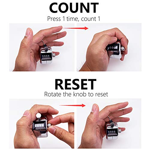Amble Tally Clicker Counter, Metal Case Mechanical Clicker Digital Handheld Tally Counter with Nylon Lanyard