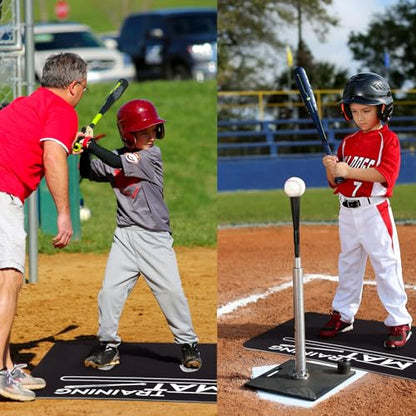 TOBWOLF Baseball Batting Mat, Softball & Baseball Hitting Mat with Home Plate for Batter, Anti-Slip Batting Cage Mat W/Batting Stance Alignment Guide for Swing Pitching Training - color: 25 x 38.6in Baseball Hitting Mat