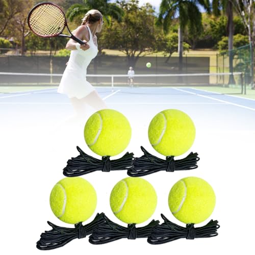 5Pcs Tennis Balls Beginner Training with Elastic String Rebounds Practice Tool Easy to Use and Tennis Trainer Replacement Tool