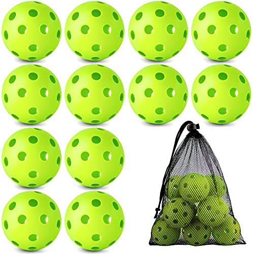 Coopay 12/50/100 Pack Plastic Baseballs Practice Training Balls Lightweight Hollow Softballs with a Drawstring Bag for Hitting Pitching Batting Training Indoor Outdoor Sport - color: Green, style: 12 Pack