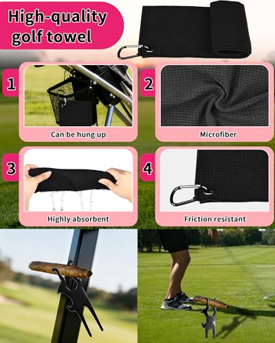 Golf Essentials Kit | Must Have Golf Accessories - Golf Water Brush, Golf Towel, Golf Club Brush, Golf Ball Marker, Divot Repair Tool