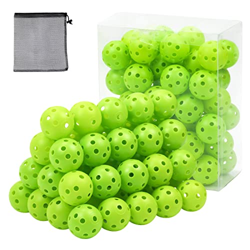 Plastic Golf Balls Practice Limited Flight Golf Training Ball Hollow Swing Practice Indoor Golf Balls with Mesh Drawstring Bag for Backyard Driving Range or Outdoor - color: Green