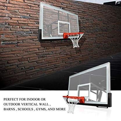 Basketball Hoop Garage Mounted Wall Adjustable-Height, with 60''x36''Tempered Glass Backboard, Pro-Style Breakaway Rim, Durable Bracket and All Weather Net - style: 60x36in Basketball Hoop Wall-Mounted