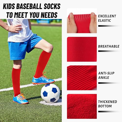 ZXOLDZX Youth Baseball Softball Socks and Belt Combo Set Adjustable Baseball Belt for Boys Girls(2Pairs of Socks with 1 Belt)