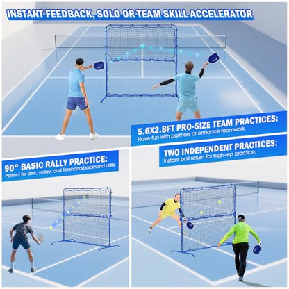 Pickleball Practice Rebounder Net Adjustable Angle for Dinks Volleys Solo Team Training Equipment, Mini Pickle Ball Net Portable Trainer for Outdoor Driveway Backyard Indoor Garage, Easy Setup - size: 6X6FT Adjustable