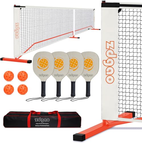Portable Pickleball Net Set, 22FT Regularion Size Pickle Ball Net with Paddles Set, Outdoor Pickleballs and Carry Bag, Easy Setup for Indoor, Outdoor, Driveway - color: Orange, style: Pickleball Net Set