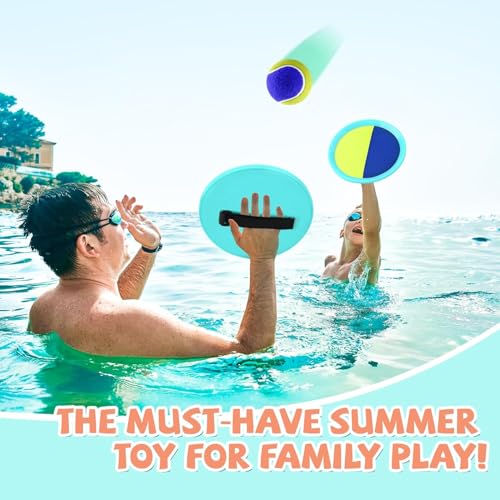 Outdoor Games - Beach Toys, Toss and Ball Set with 4 Paddles and 3 Balls, Perfect Yard Games Sets, Playground Sets for Backyards Easter Basket Stuffers for Kids (Green) - color: Green