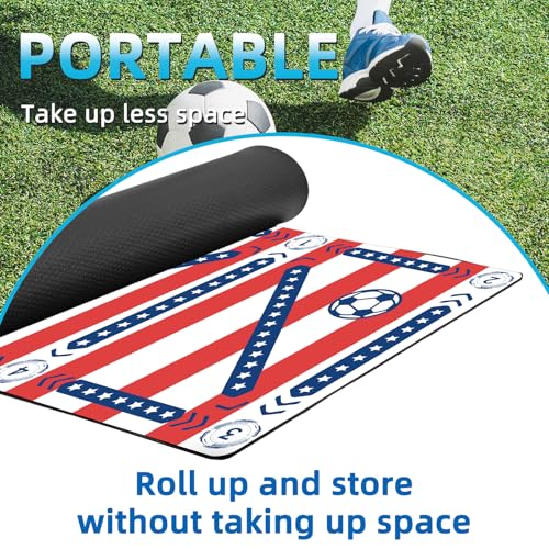 Premium Soccer Training Mat with Video Guide - Non-Slip Soccer Footstep Practice Pad for Indoor & Outdoor - Ultimate Ball Control Equipment to Improve Dribbling Skills - color: blue-red-white