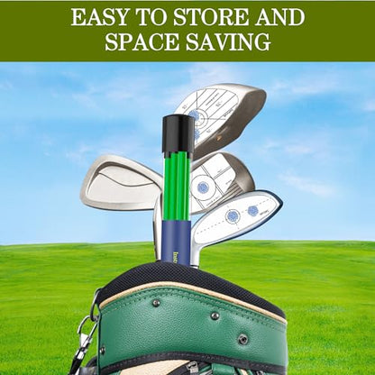 Seticek Golf Alignment Sticks 2 Pack,Upgraded 48" Collapsible Alignment Stick Golf Training Aid for Aiming, Putting, Swing Trainer, Golf Training Sticks with Clear Tube Case - color: Green, style: 2 Pack
