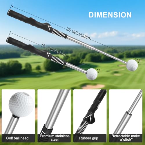 Pro-Level Retractable Golf Swing Trainer - Right-Handed Click Stick Golf Grip Trainer | Practice & Pre-Round Warm-Up Golf Training Aid