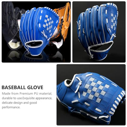 Pu 9.5-inch Baseball Glove, Thickened Pitcher Training Glove, Blue Softball Infielder’s Mitt for Youth Baseball Practice