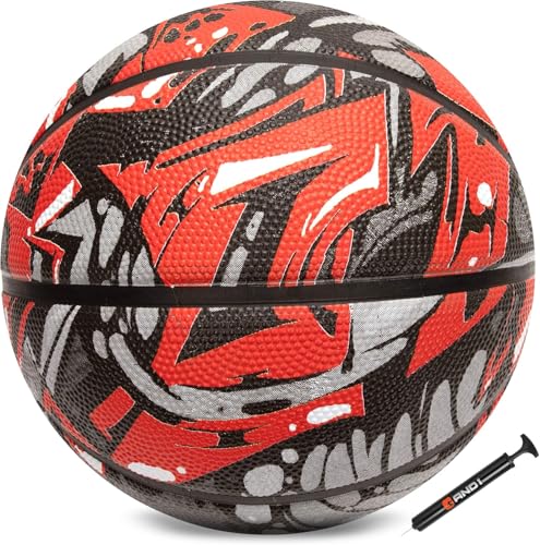 AND1 Supreme Grip Official Regulation Size 7 (29.5 inches) Rubber Basketball - Deep Channel Construction Streetball, Made for Indoor Outdoor Games