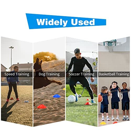 25/50/100pcs Disc Cones, Agility Soccer Cones with Carry Bag and Holder, Soccer Cones for Sports Training, Football, Soccer, Basketball, Coaching, Practice Equipment, 5 Color - color: A-50 Pack