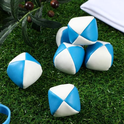 Patelai 6 Packs Juggling Balls Set for Beginners, Quality Mini Durable Juggle Ball Kit, Soft and Easy for Beginners Juggle (White Blue) - color: White Blue