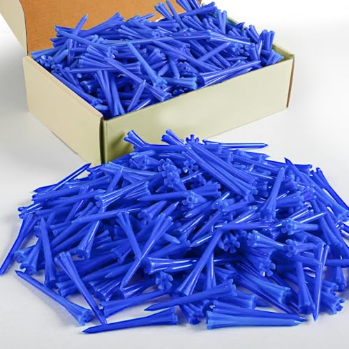 FINGER TEN Golf Tees Plastic Unbreakable Easy to Find Bulk Value 200/500/1000 Count, 2 3/4 3 1/4 Inch Tee Driving Range Reduce Friction, Green Red White USA Flag Practice - color: Blue, size: 500 Count (2 3/4 Inch)