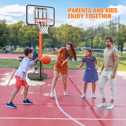 Basketball Hoop Outdoor 7.1-8.9ft Adjustable,Basketball Portable Hoops & Goals for Kids,Youth,and Adults in Backyard/Driveway/Indoor,33 Inch Shatterproof Backboard and Larger Base
