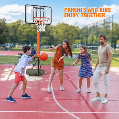 Basketball Hoop Outdoor 7.1-8.9ft Adjustable,Basketball Portable Hoops & Goals for Kids,Youth,and Adults in Backyard/Driveway/Indoor,33 Inch Shatterproof Backboard and Larger Base