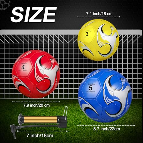 Lenwen 12 Pcs Soccer Balls with Pump Bulk Official Size 5 4 3 Kids Teens Adult Indoor Outdoor Sports Soccer Gift for Play Training Gift Party Back to School - size: Size 4, style: Cool Style