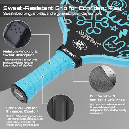 Pickleball Paddles Set, USAPA Approved Carbon Fiber Pickleball Set of 2 with Beginner Pickleball Rackets, Indoor Outdoor Pickle Balls for Adults Men Women, JT-1 - color: SkullPop