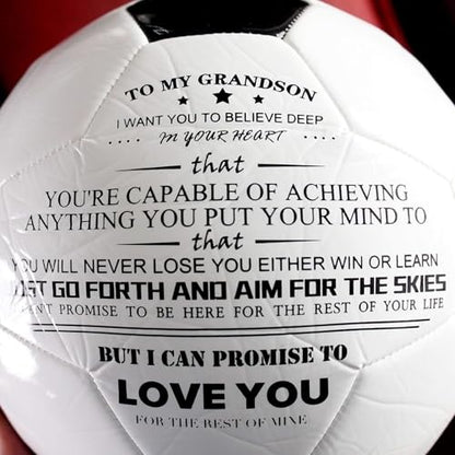 Traditional Black White Soccer Ball High Performance Diameter 21cm/ 8.3 Inch, I Love You Inspirational Soccer Gifts for Birthday Christmas - color: Grandson