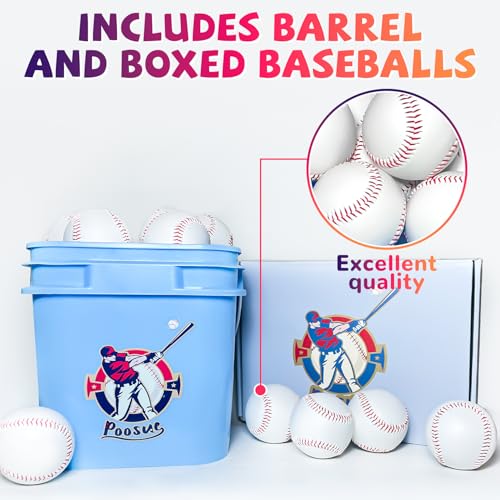 Youth 12U Soft Leather Baseballs - 24 Count Practice & Game Balls, Official Size & Weight, Durable Baseball Bucket with Carry Handle for Team Training & Recreational Use
