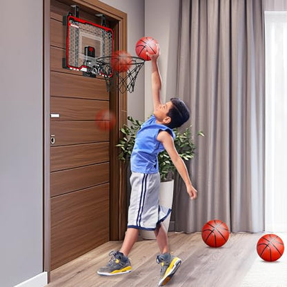 HopeRock Indoor Basketball Hoop for Kids, Over The Door Mini Basketball Hoops, with LED Light, Scoreboard, Birthday Toys Gifts for 5 6 7 8 9 10 11 12+ Year Old Boys