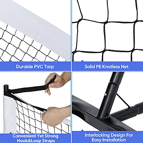 22FT Regulation Pickleball Net Set - Heavy Duty Metal Frame Portable Pickleball Net System with Carry Bag for Backyard, Driveway & Outdoor Games