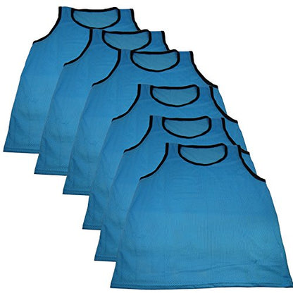 BlueDot Trading Adult & Youth Scrimmage Training Vests for Soccer, Basketball & More – Available in 1, 6, 12, 24 Packs - color: Light Blue, style: Youth 6 Pack