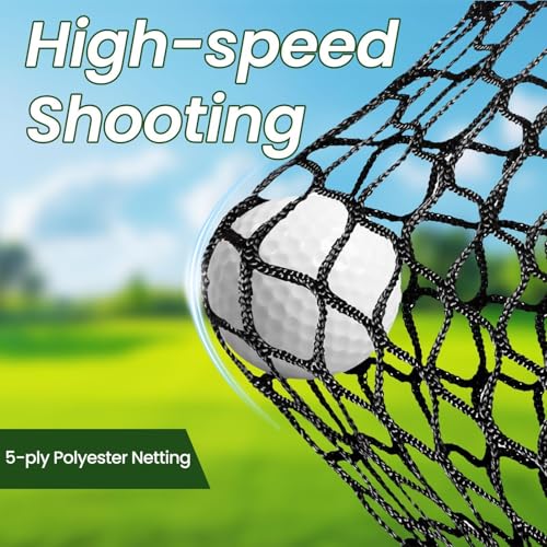 Golf Cage Practice Hitting Net, 10x7ft Golf Hitting net with Side Barriers/Auto-Ball Return, 2 Target Clothe, Golfs nets for Backyard Driving Chipping Swing Training, Indoor Outdoor Use