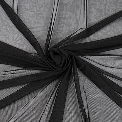 Superfine 4-Way Stretch Net Fabric Nylon Spandex Power Mesh, Pre-Cut 5 Yards Long 60" Wide, Lightweight Sheer (Black) - color: Black