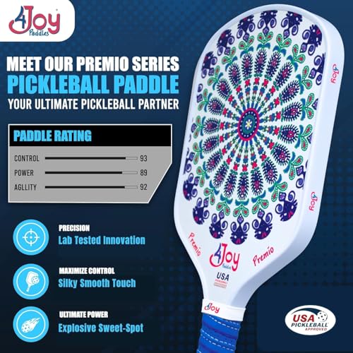 4Joy Pickleball Paddle Premio Series - Thermoformed Premium T700 Carbon Fiber Pickleball Paddless - Professional Pickleball Rackets for Women & Men - 16mm Honeycomb Core - USAP Approved - style: Union Pack: Fitz