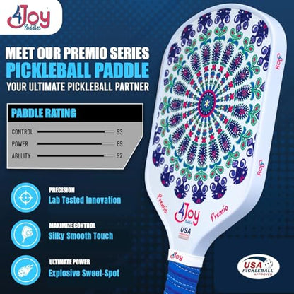 4Joy Pickleball Paddle Premio Series - Thermoformed Premium T700 Carbon Fiber Pickleball Paddless - Professional Pickleball Rackets for Women & Men - 16mm Honeycomb Core - USAP Approved - style: Union Pack: Fitz