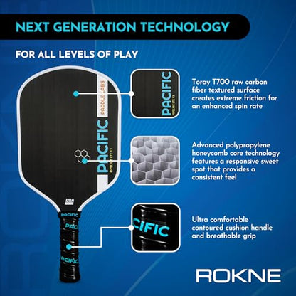 Carbon Fiber Pickleball Paddles | USAPA Approved Pickleball Paddles | Pro Grit Texture, Max Spin & Comfort | Pickle Ball Paddles Include Paddle Cover | 13MM & 16MM - color: PIPELINE LTE 16.25" x 7.75" x 13mm