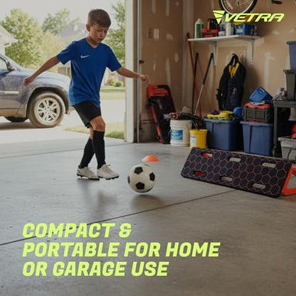 VETRA Soccer Rebounder Board - Heavy Duty Portable Soccer Wall & Passing Board with Sandbags - Indoor & Outdoor Soccer Training Equipment & Summer Solo Practice, Ball Control & Shooting