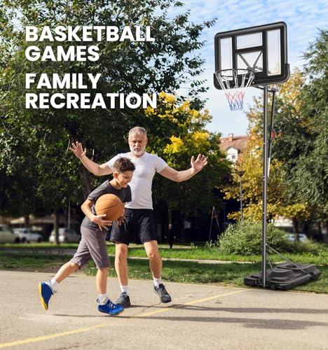 Basketball Hoop Outdoor 10ft Adjustable Portable Basketball Hoops & Goals System for Teens Youth and Adults in Backyard/Driveway/Indoor, 48 Inch Shatterproof Backboard, Fillable Base