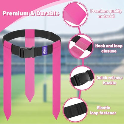 Flag Football Belts, 7 Player Flag Football Set, 21 Flags for Flag Football for Kids Youth Adults Training Sports - color: Pink