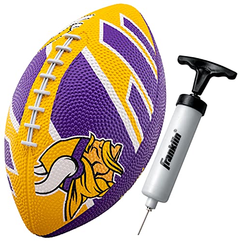 Franklin Sports NFL Team Footballs - Rubber Youth Mini Balls for All Teams - Kids 8.5" Football + Air Pump Sets - Official NFL Licensed - style: Minnesota Vikings