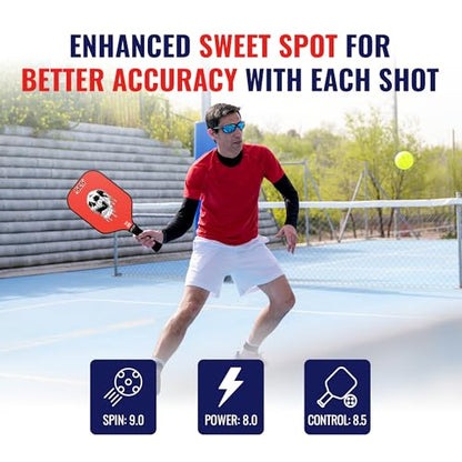 SCS Carbon Fiber Pickleball Paddle – USAPA Approved 2024 – Lightweight, Enhanced Spin, Sure-Grip Handle – Evo-Lite Series for Intermediate Players - color: Overkill