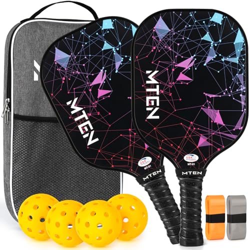 Pickleball Paddles Set of 2 or 4, or Single Paddle – USAPA Approved Fiberglass Surface Pickleball Rackets Set for Men & Women