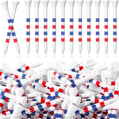 Mudder 600 Pcs Golf Tees USA American Flag Golf Tees Bulk Long Bamboo Red White and Blue Patriotic Tee for Men Women - size: 3-1/4", style: Stylish