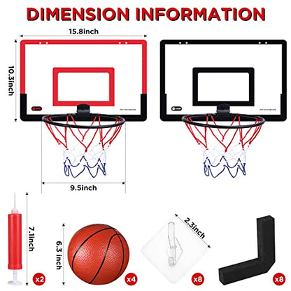 Sosation 2 Pcs Mini Basketball Hoop with 4 Basketball, Sticky Hook, Pump, Indoor No Drilling Basket Ball Hoop Decompress Game for Kid Adult Back to School Gift - style: Classic Style