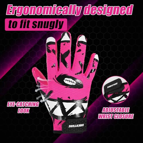 AIGEVTURE Youth Football Gloves Kids Receiver Gloves Sticky Football Gloves for Boys Girls - color: Pink, size: Youth S