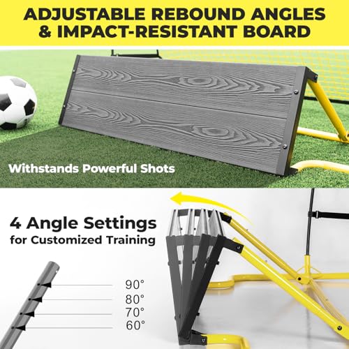 PLAYAPUT 2 in 1 Soccer Rebounder Net & Board, Dual-Sided Rebounder for Solo/Team Practice, High-Bounce Soccer Bounce Back Net for Passing,Volley, Football Trainer Net with Board Wall for All Players